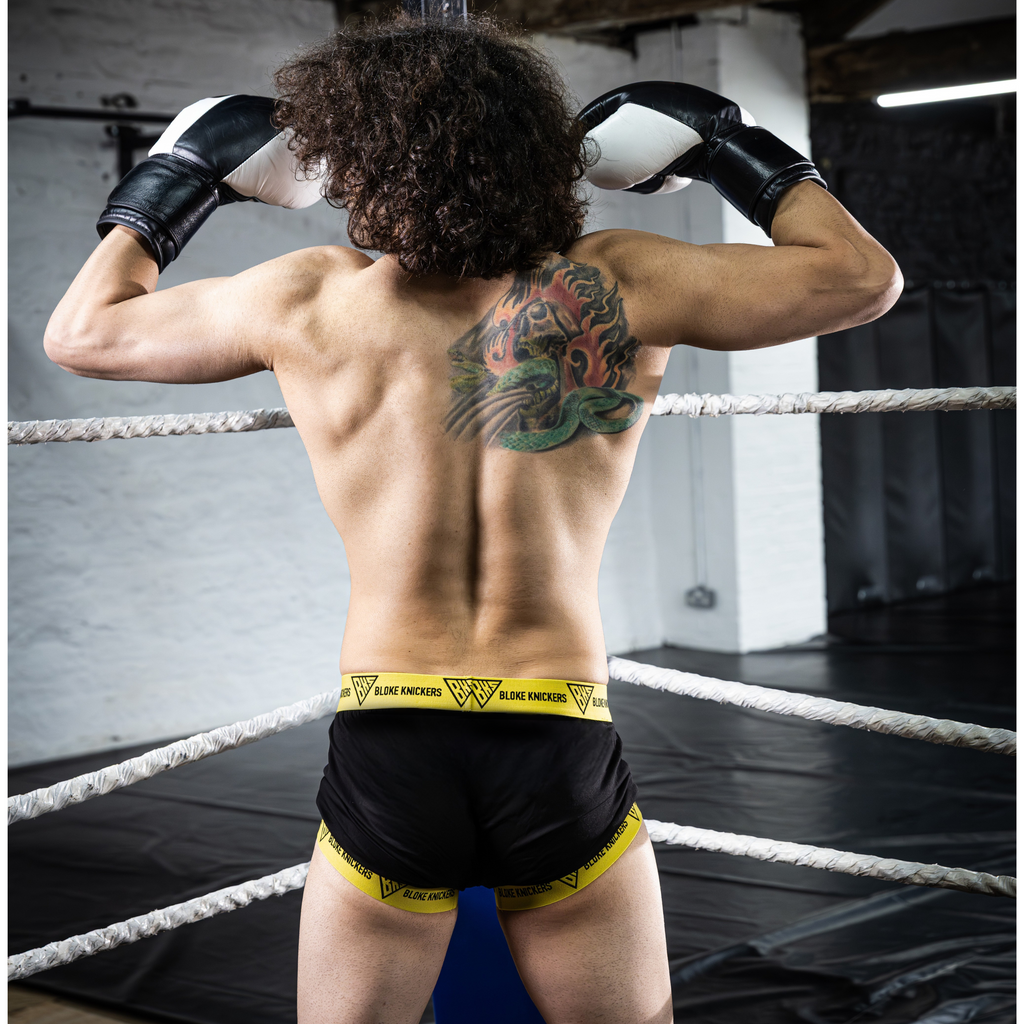 Premium Yellow & Black BKS Men's Hybrid Boxer Shorts